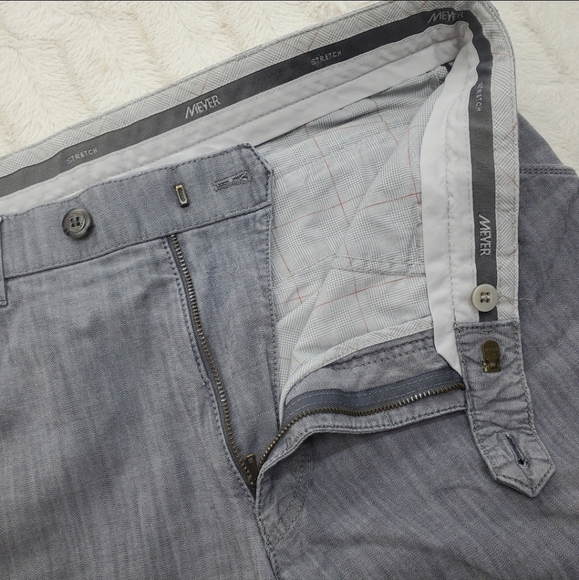 Meyer Men's Pants Chino Casual Gray Stretch Cotton Flat Front Straight Sz 35x28 - Picture 6 of 12
